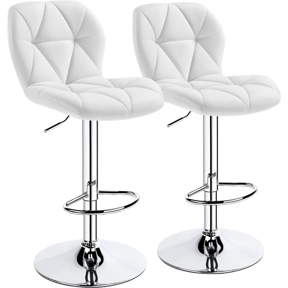 

Yaheetech Bar Stools Set of 2 Counter Stool Bar Chairs with Backrest Height Adjustable Swivel Tall Bar Stools Modern PU Leather