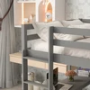 Full Loft Bed with Desk ,Shelves and Ladder, Grey 4