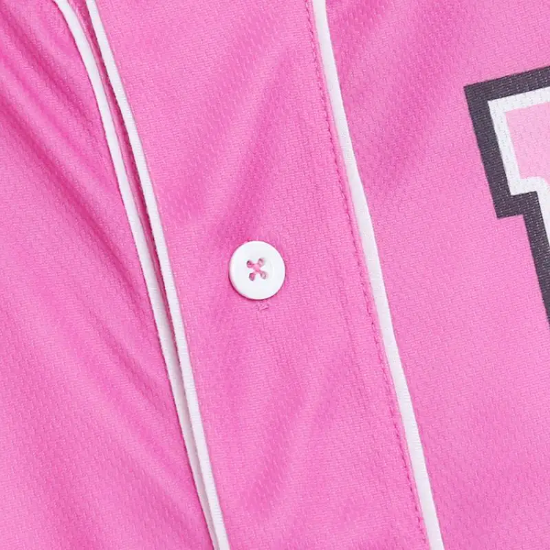 Summer Barbie Kawaii Sports Cardigan Short-Sleeved Fashion Girl Quick-Drying Baseball Uniform Tops Loose Running Outdoor T-Shirt