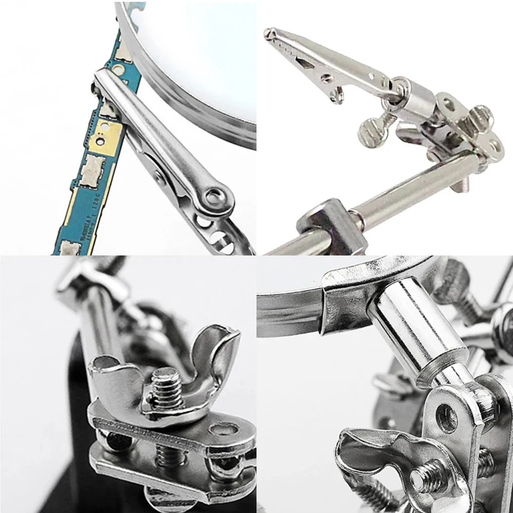 Magnetic Welding Holders, Welding Accessories Clamp, Magnetic Welding Fixer, Welding Electrode Clamp, Soldering Stand, Welding Magnifying Glass Multifunctional Soldering Station With Soldering Iron Holder Crocodile Clip 5X Magnifying Glass Welding Pliers Weld Repair Tool