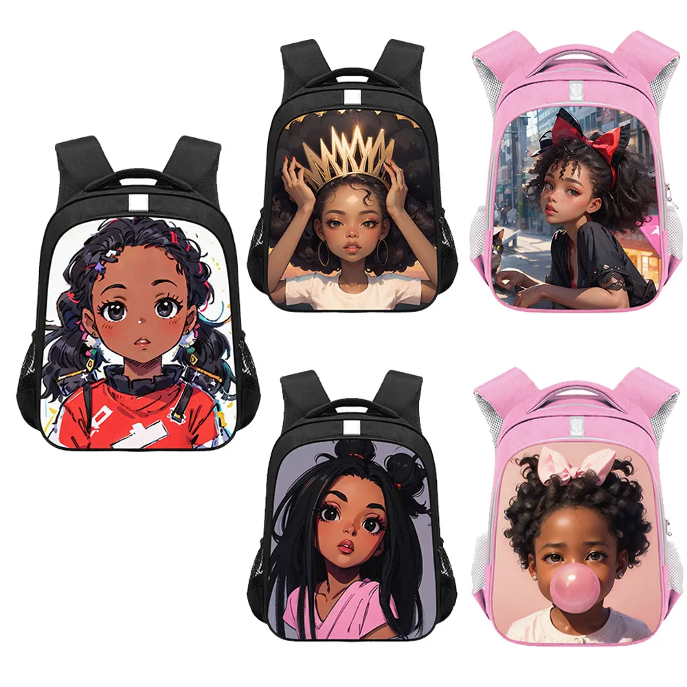 

American Afro Girls Print Backpacks Melanin Latino Africa Women Rucksack Children School Bags Ladies Laptop Daypack Travel Bag