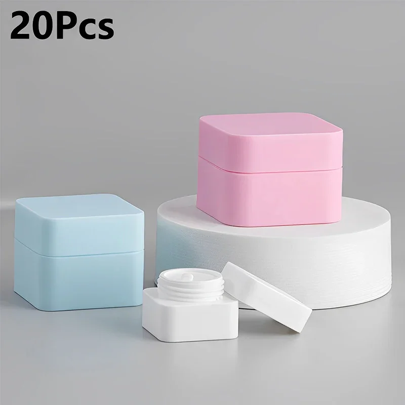 20Pcs 5/10/20/30/50 Plastic Frosted Square Jars Refillable Face Cream Containers Empty Lotion Storage Boxes Travel Accessories