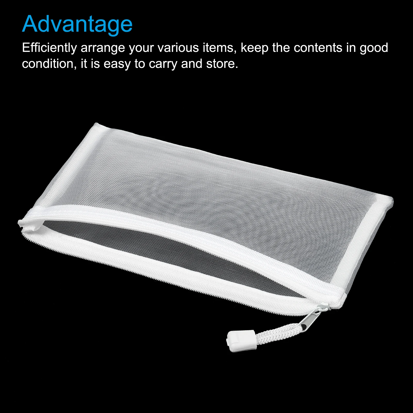 6Pcs B6 Nylon Mesh Zipper Pouch 23x11.5cm Zip Pouch Durable Document Bag Book File Folders Stationery Pencil Case Storage Pocket