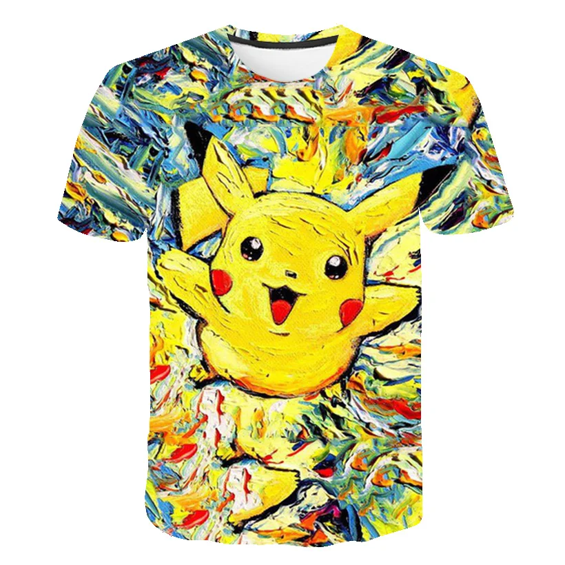 Pokemon Series Printed T-shirt Boys and Girls 3D Summer Casual Short Sleeve Children's Role Playing 4-14 Years Old |