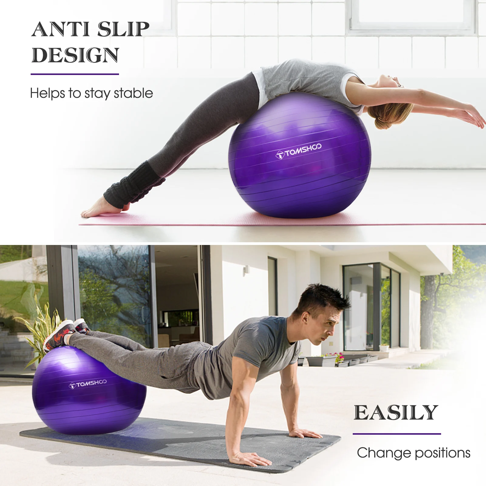 PVC Fitness Balls Yoga Ball Thickened Explosion-proof Exercise Home Gym Pilates Equipment Balance Ball 45cm/55cm/65cm/75cm yoga ball