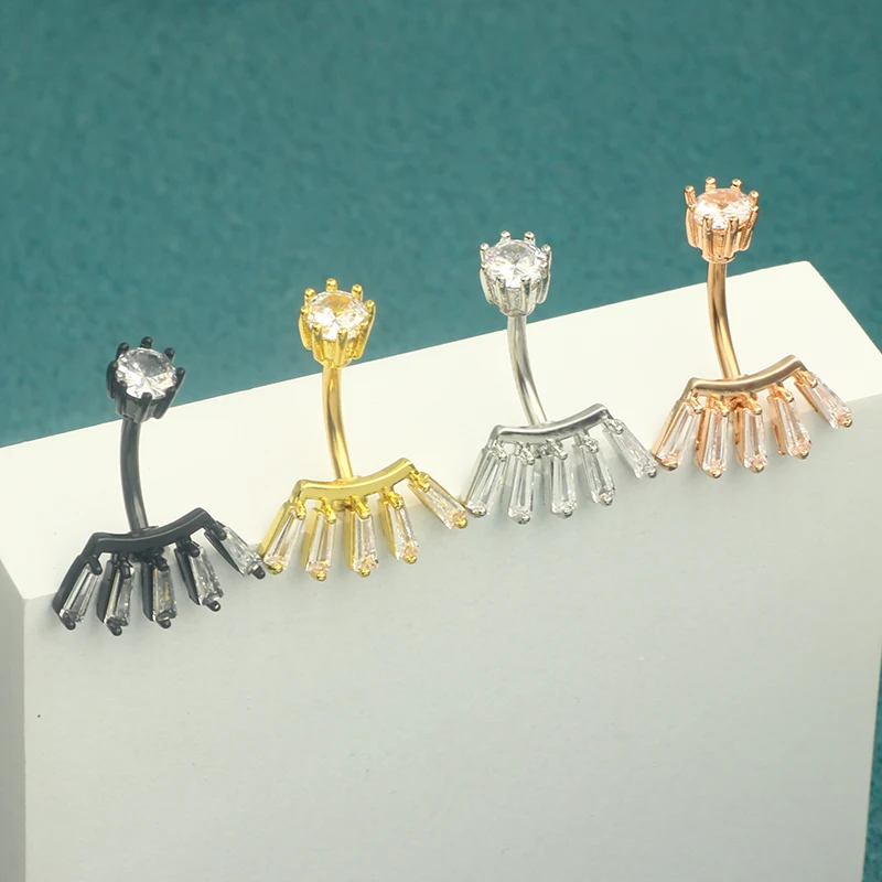 Body Jewelry Ombligo 14G Crystal CZ Belly Button Ring Stainless Steel Flower Snake Heart Belly Ring Piercing dangle navel jewelr