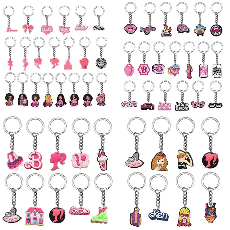 

MINISO Barbie Keychains for Backpack Pendant Bag Ornament Accessories PVC Keyring Anime Kawaii Cute Creative Girl Gift Wholesale