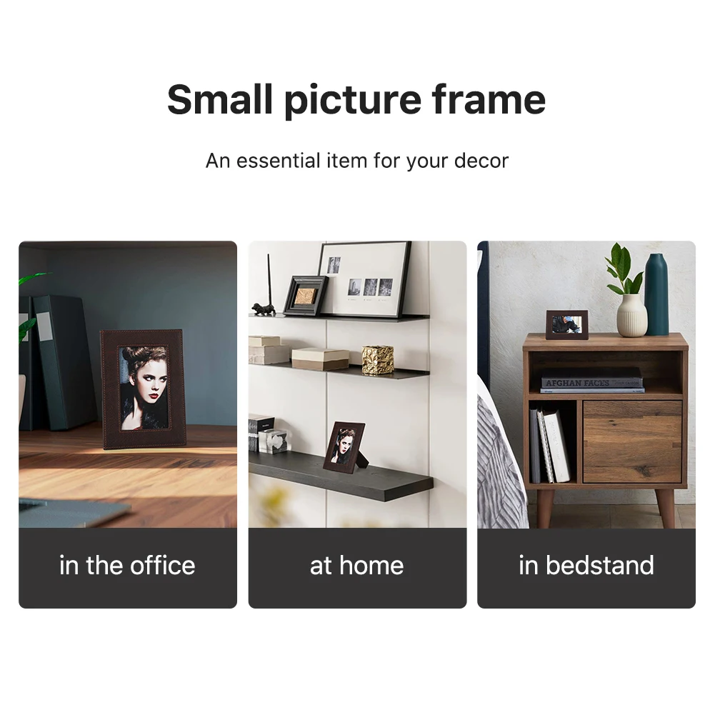 Vintage 5x7 Picture Frame Holder Genuine Leather Photo Stand Frames for Tabletop Vertical Display Retro Decoration Home Supplies
