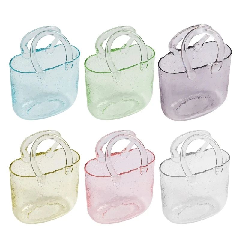 lear Glass Vase Fish Tank Tote Bag Flower Handbag Bag Vase Desktop Centerpiece for School Office Bedroom Decoration Drop Ship 5