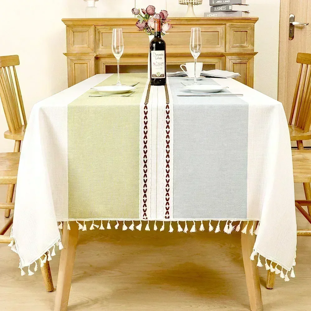 

Nordic Tassel Cloth Tabl Embroidered Leaf American Tablecloths For Events Rectangular Jacquard Coffee Table Cover