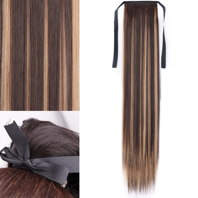 MERISIHAIR Synthetic Long Straight Wrap Around Clip In Ponytail Hair Extension Heat Reistan Pony Tail Fake Hair 13-4h27