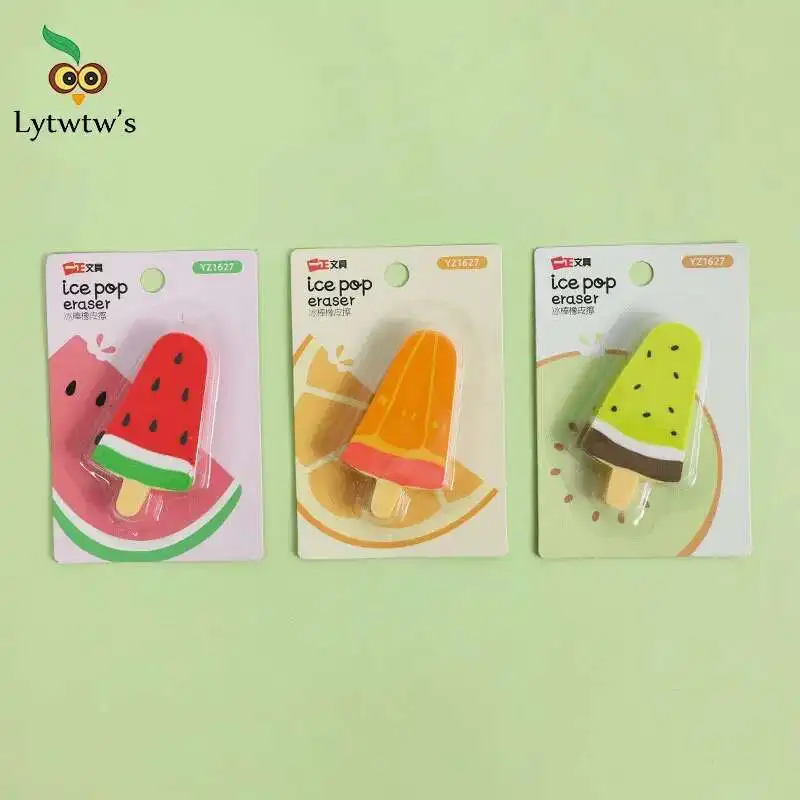 1 Pieces Lytwtw's Cute Kawaii Creative Popsicle Fruit Eraser Rubber Stationery School Supply Novelty Lovely Eraser