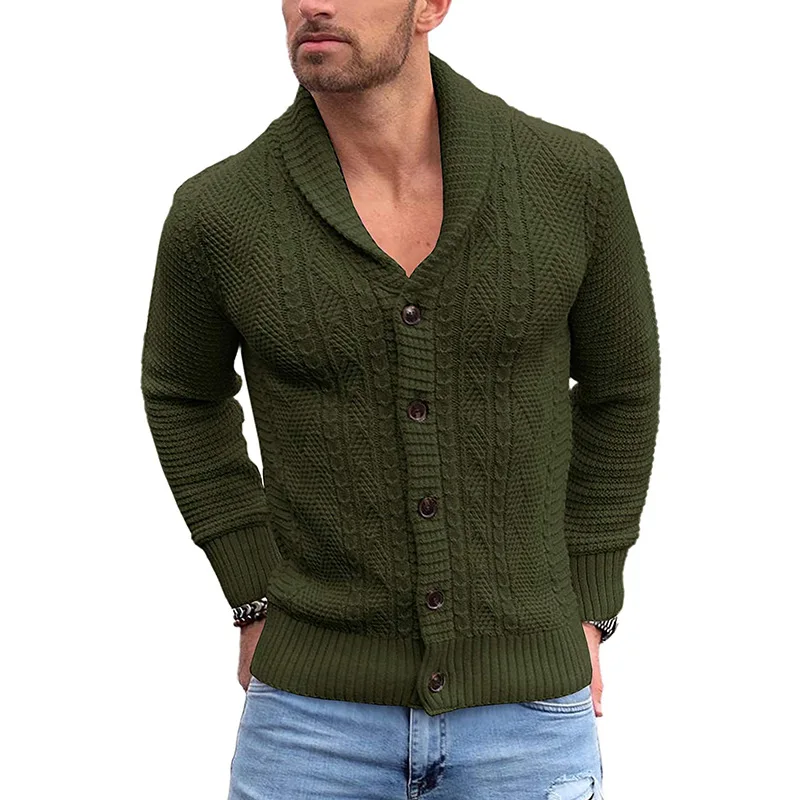 Men's Sweater Cardigan Autumn And Winter New Solid Color Button Europe And The United States Casual Large Size Sweater