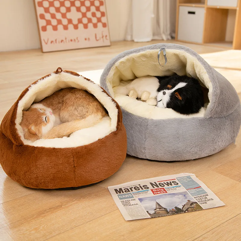 Мягкая Плюшевая кровать для домашних животных с покрытием, круглая кровать для кошек, матрас для домашних животных, теплая Лежанка для кошек и собак 2 в 1, Лежанка для маленьких собак