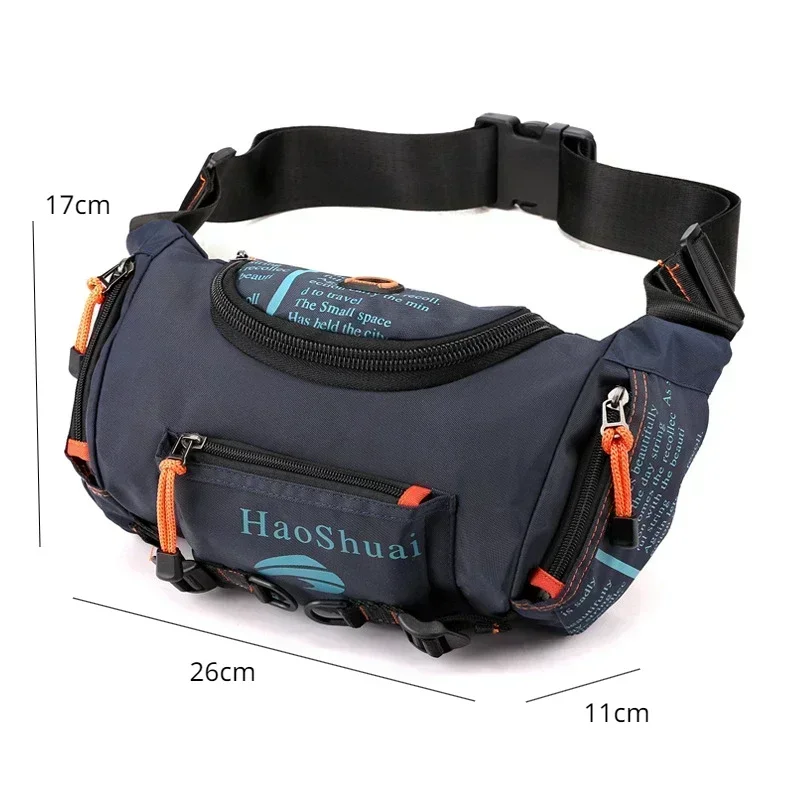 Men's waist bag large capacity multifunctional outdoor sports cylindrical travel crossbody chest splash-proof crossbody bag