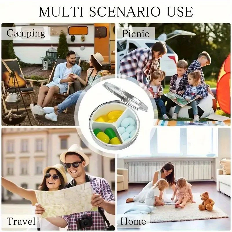 Stained Glass Style Cross Pill Organizer 2-Compartment Portable Religious Medicine Case Compact Vitamin Holder for Pocket Purse