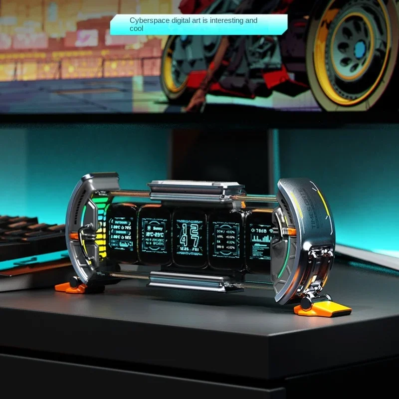 Vintage Cyberpunk Desk Clock Glow Tube Elekstube Nixon Digital Desktop Clocks RGB