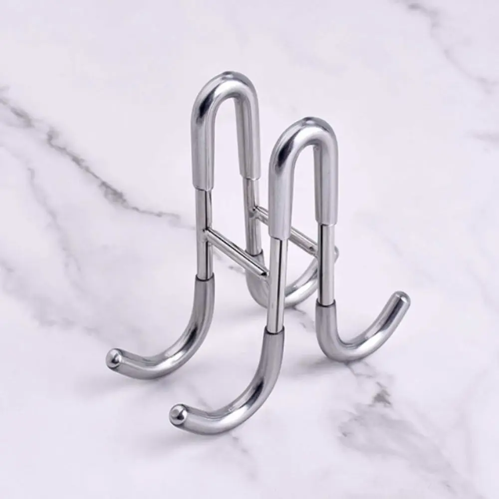 Multifunctional Hooks Towel Holder Double S-Shape Shower Door Hooks Stainless Steel Free Punching Bathroom Hooks Bath Ball Holder Bathrobe Storage