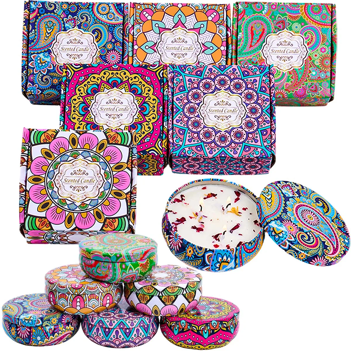 Luxurious Scented Candle Tin with Arabian Pattern - Romantic Fragrance Gift