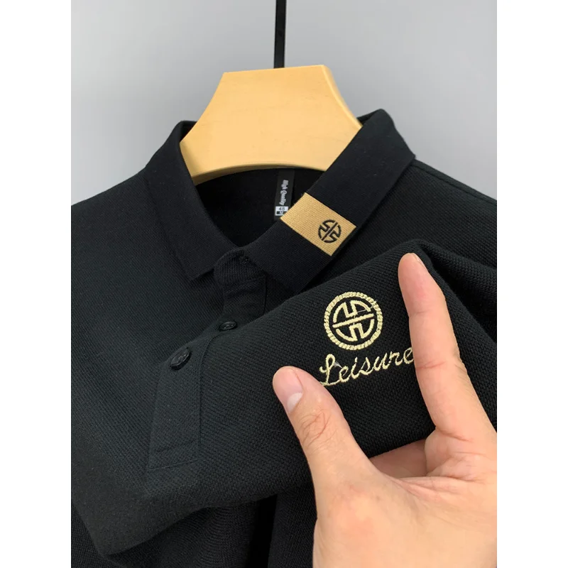 

100% Cotton Brand Summer Short Sleeve T-shirt Men's Polo Shirt Polo Embroidery Business Casual Solid Color Korean Top M-4XL