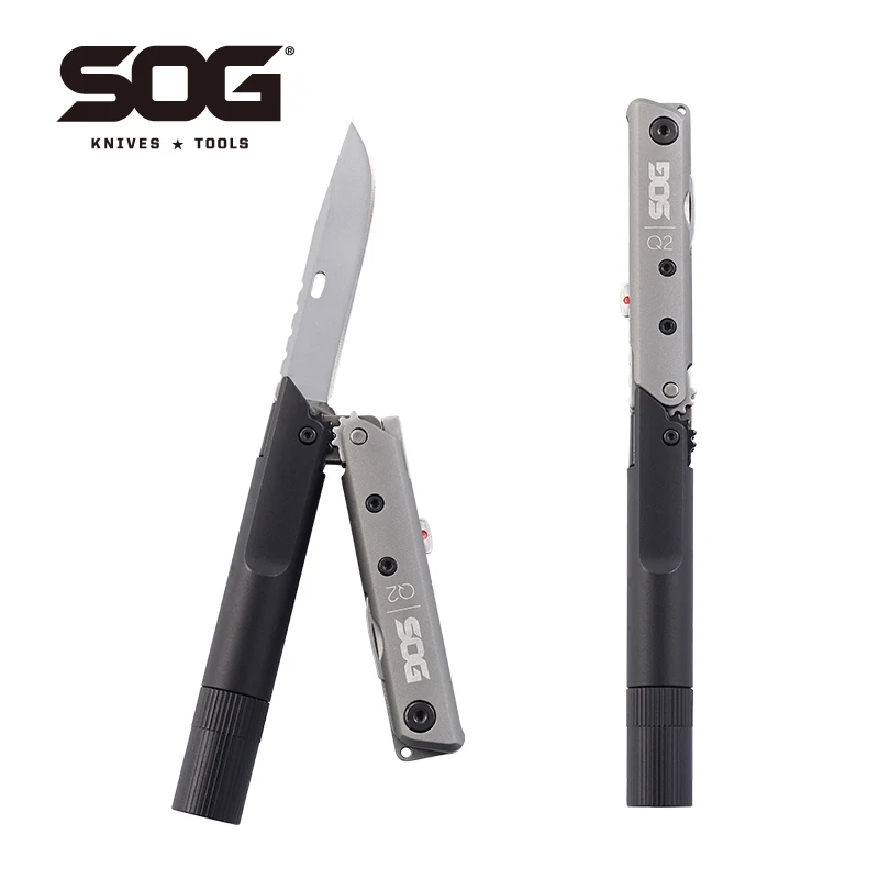 

SOG 4 in 1 BATON Q2 Multi-Tool Small Folding Knife EDC Pocket Tactical Pen LED Flashlight Multifunctional Portable Outdoor Tools