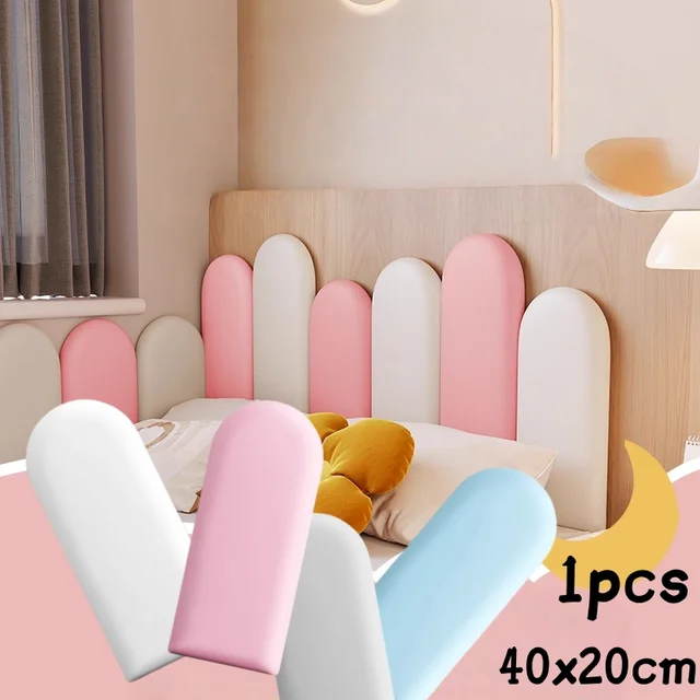 1PC 40x20cm Nordic Style Headboard Bedroom Head Board Stickers Room Anti-collision Wall Panels Home Decoration