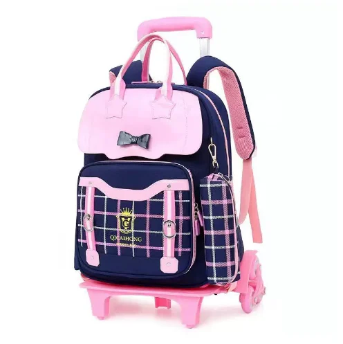 Kids wheeled Bag for School Children Trolley Backpack On wheels School Trolley backpack bags for Girls Student Rolling Backpack 1