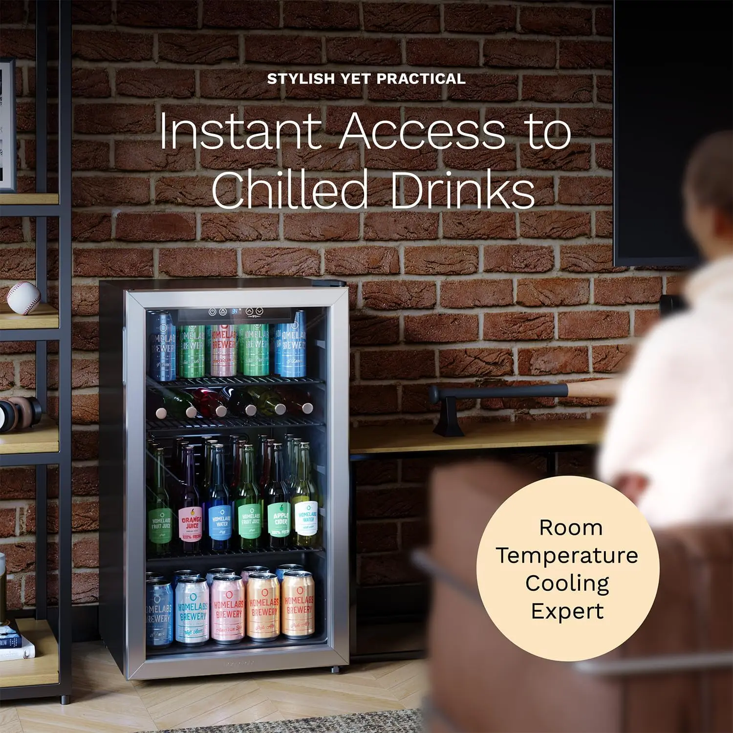 Beverage Refrigerator and Cooler - 120 Can Mini Fridge with Glass Door for Soda Beer or Wine - Small Drink Dispenser Machine for 6