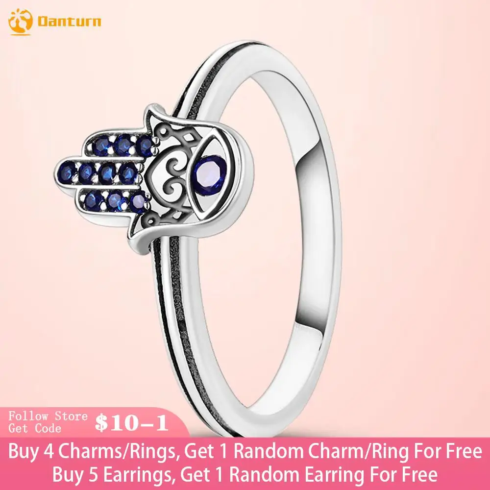 

Danturn 925 Sterling Silver Ring Hand of Fatima Ring Women Rings Engagement Rings