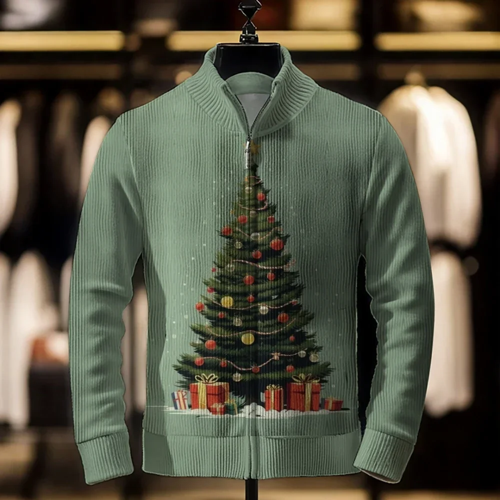 thumbnail image 1 of Chaquetas navideñas con cremallera para hombre, moda primavera otoño 2023, cárdigan de color para hombre, abrigos, suéter informal holgado, ropa de abrigo, suéter para hombre, 1 of 5