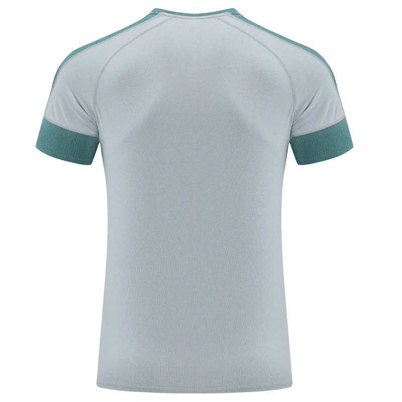 Men Running Short Sleeve High Quality Quick Dry Fitness Training Exercise Spandex Tee Print Patchwork Fashion Jersey Shirts