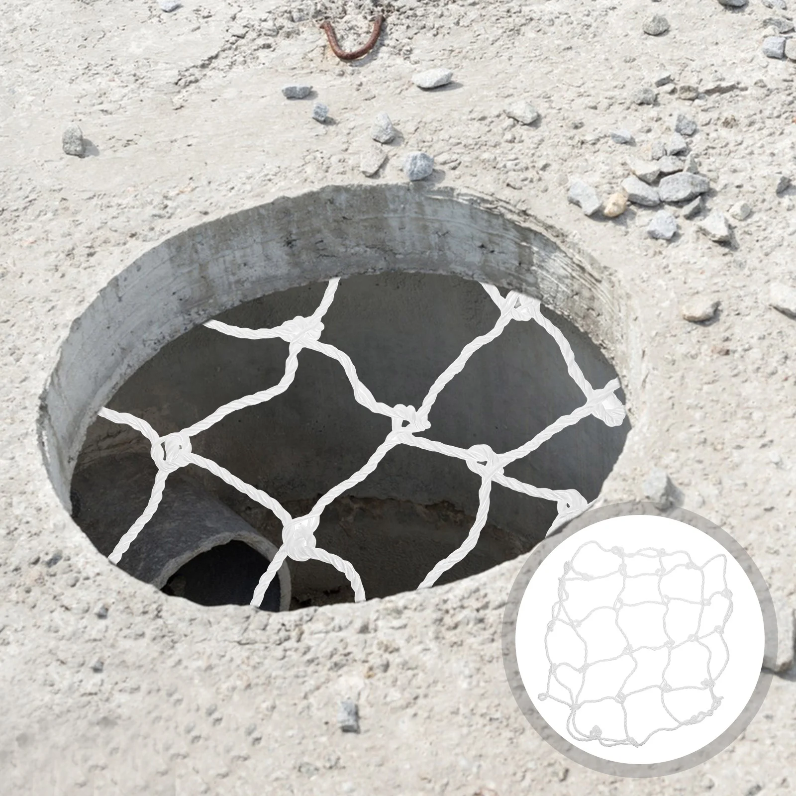Manhole Cover Protective Net Well Netting Round Safety Mesh Wellhead Protection for Drainage System White Garden Nets