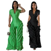 Dashiki African Women Jumpsuits For Summer Autumn Short Sleeve Loose Fashion Streetwear Overalls Wide Leg Pants Trousers 2024 3