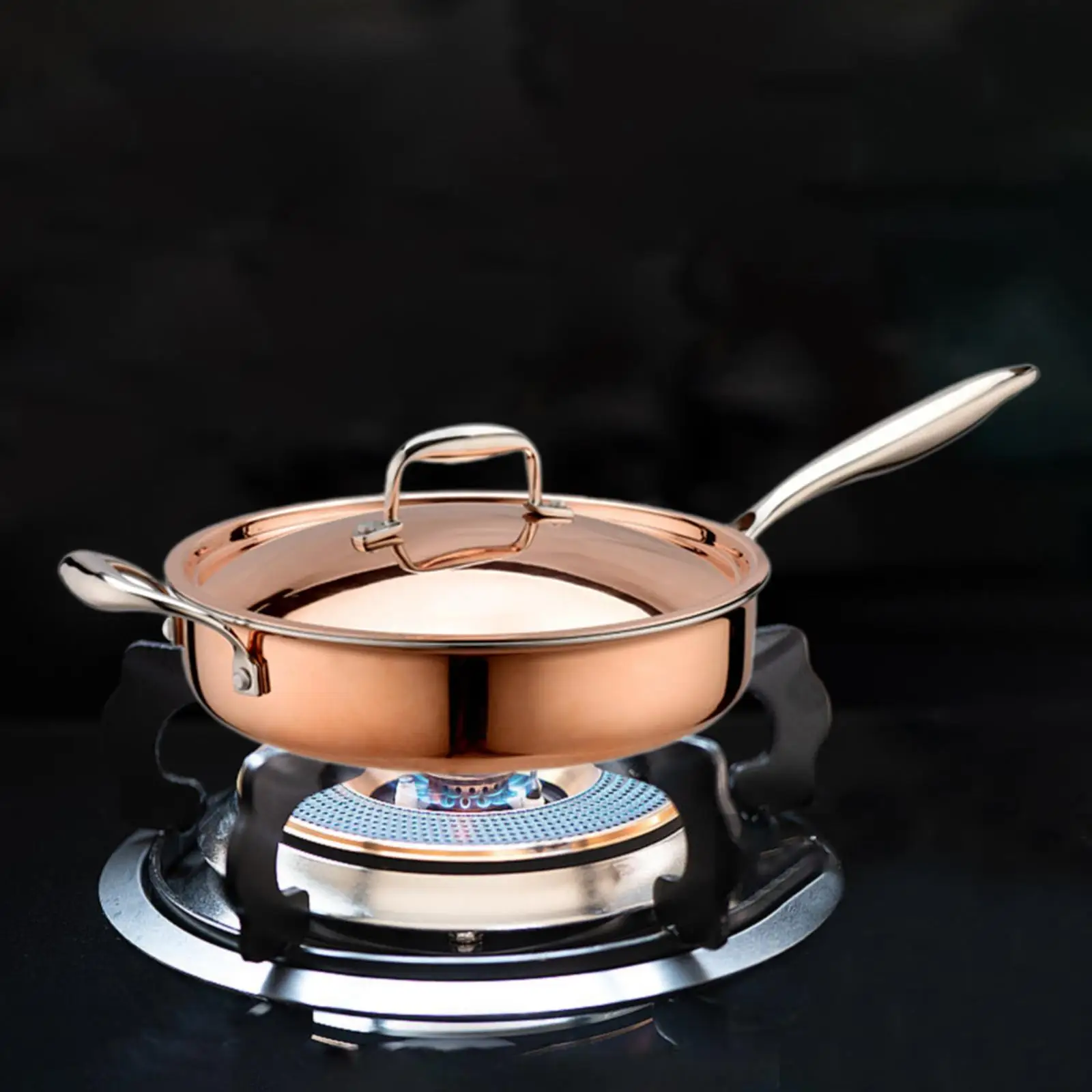 Stainless Steel Frying Pan Kitchen Round Saute Pan with Lid for Kitchen Rvs Stainless Steel Frying Pan Kitchen Round Saute Pan with Lid for Kitchen Rvs