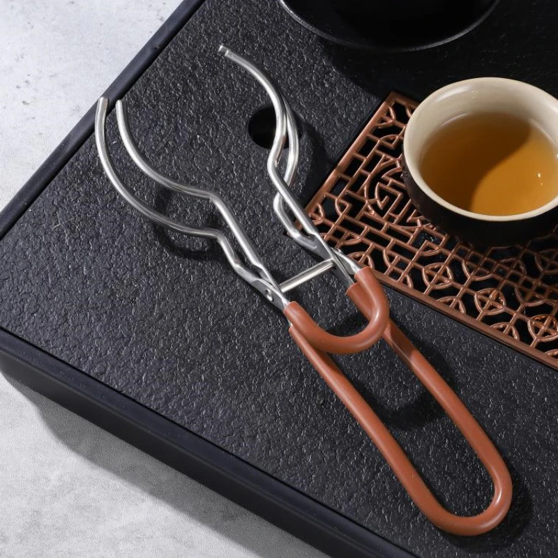 New Portable Stainless Steel Anti-scalding Cup Clamp Home Tea Brewing Assistant Stable Tea Cup Kung Fu Set Accessories