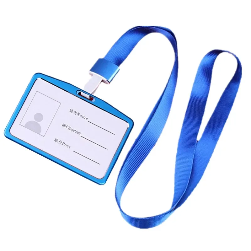Metal Working Permit Case Badge Holder Exhibition Name ID Card Holder Card Cover Lanyard Staff Work Pass Card Sleeve Neck Strap