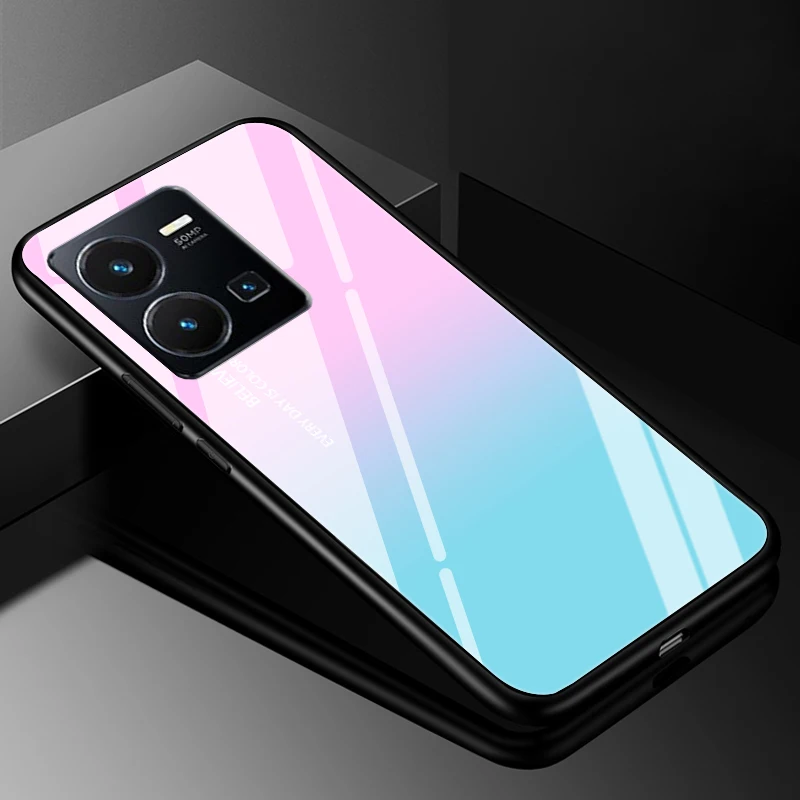 Premium Protective Hard Back Bumper Case with Tempered Glass Cover
