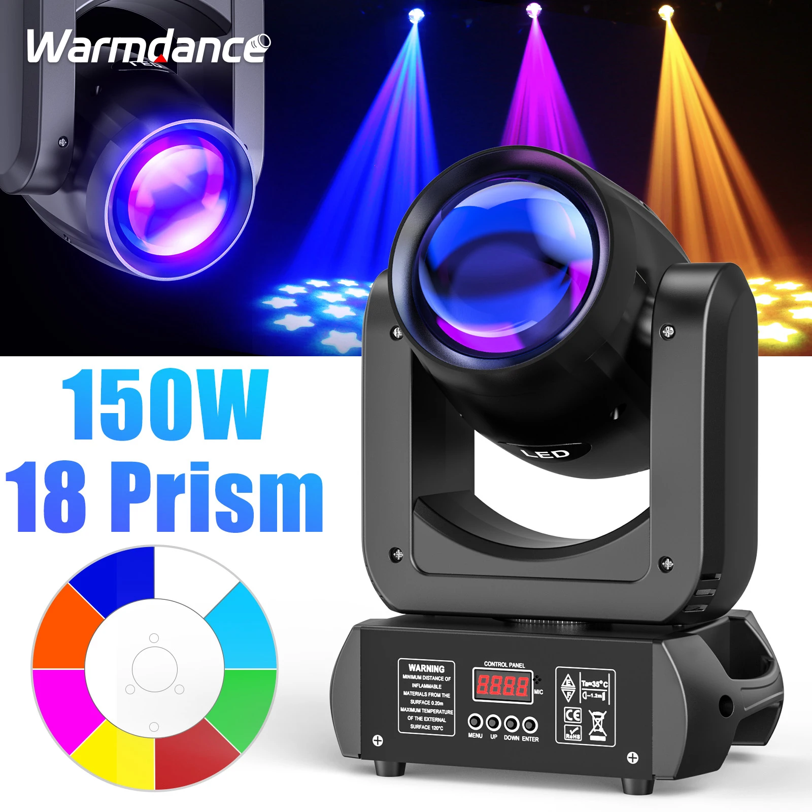 150W Beam Moving Head Light COB Stage Effect Light Projector for DJ Concert Party Weddings Nightclub Dance Hall