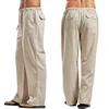 Men's Cotton Linen Pants Loose Casual Long Pants Elastic Waist Streetwear Lightweight Trousers Joggers Long Straight Sweatpants
