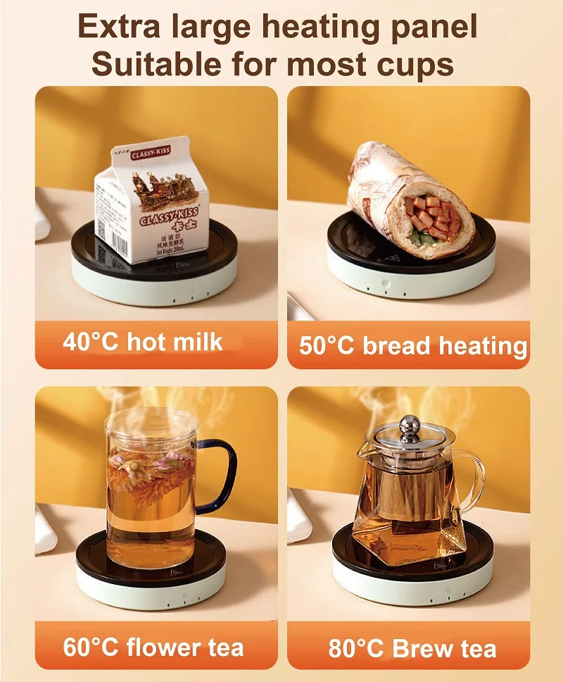 110V/220V Cup Heater Coffee Mug Warmer Hot Tea Maker Electric Hot Plate Heating Pad 3 Gear Warmer Coaster Thermal Mug Heater 36W 4