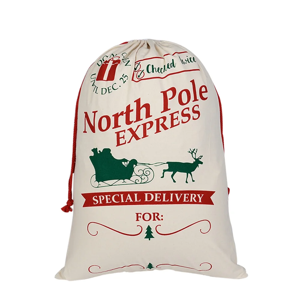 

Santa Claus Holiday Gift Bag Christmas Canvas Bag Festival Fabric Bag Fabric Gifts Bag(HK-19)
