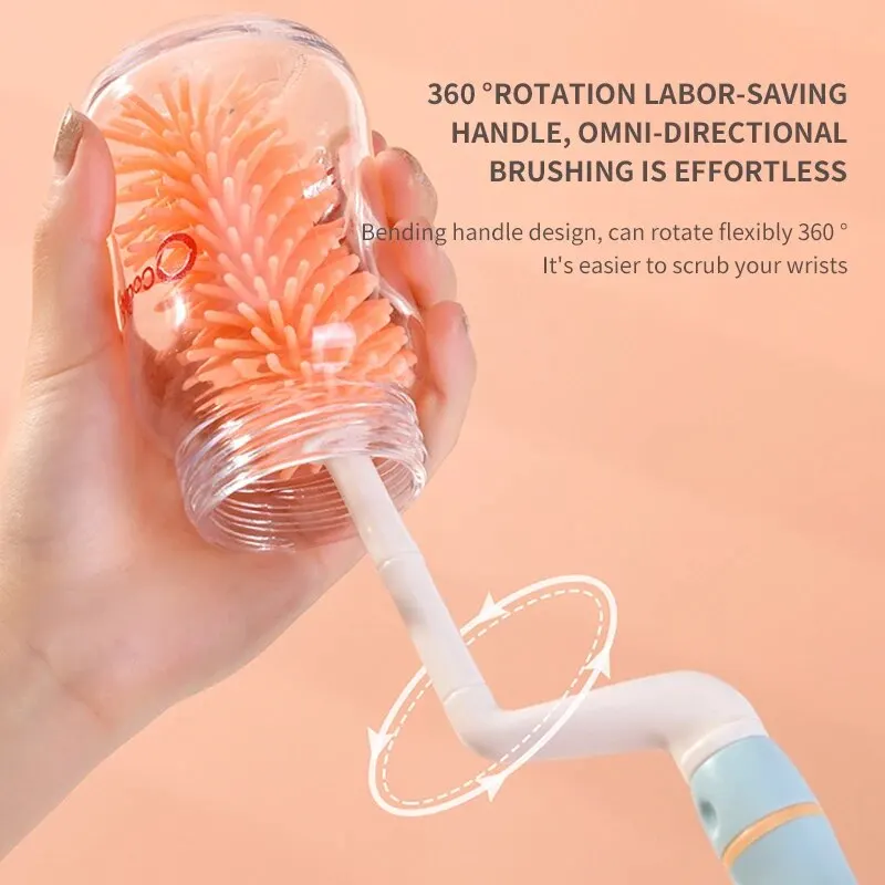Set di 4 spazzole per biberon multifunzionali, set di pulizia e conservazione per biberon, set di pulizia a 360° senza angoli morti con base di scarico_voghion.com