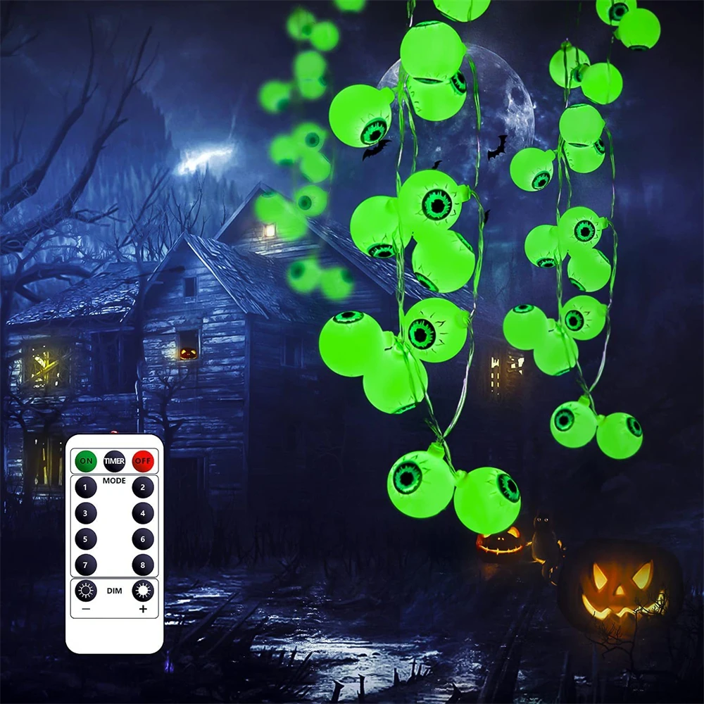 

Remote 8 Modes Halloween Eyeball Lights String 4.5M 30LEDs Horror Eyes Hanging Light for Christmas Holiday Home Party Decoration
