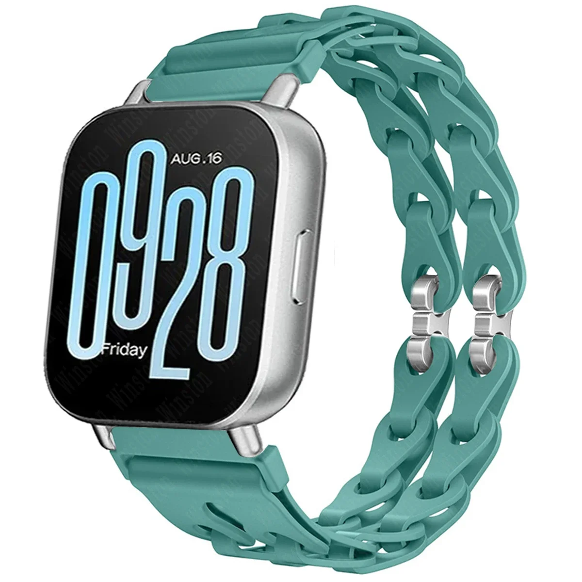 Enhanced Silicone Chain Strap for Smartwatch, 22mm Wristband Bracelet Replacement Accessory