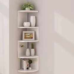 Wall Shelf Creative Home Wall Corner Triangle Shelf Wall Hanging 5 Tier Semi-circular Partition Corner Bookshelf Storage Rack