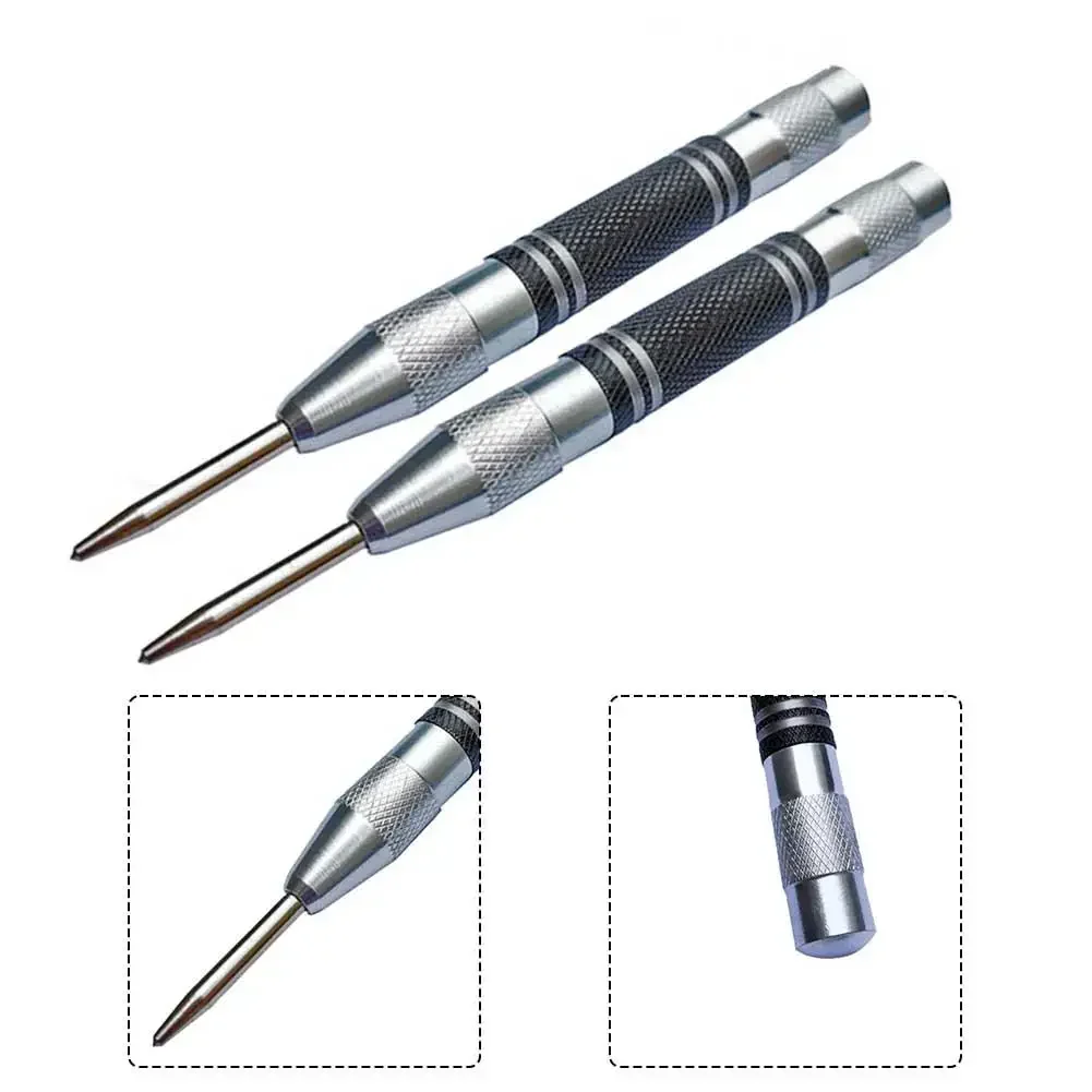 2PCS Automatic Center Punch HCS For Wood Metal Steel Aluminum Universal Adjustable Spring automatic center punch