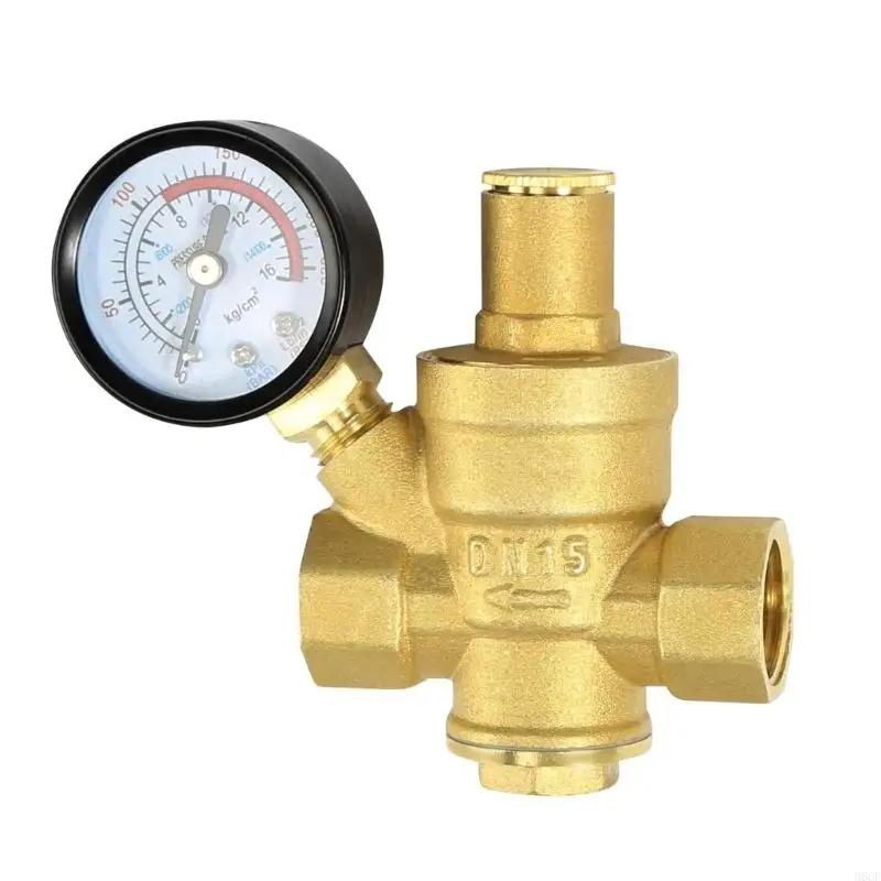 M6CF Pressure Regulator Water Inch DN15 with Pressure Gauges High Hardness Brass Adjustable Regulator for Water