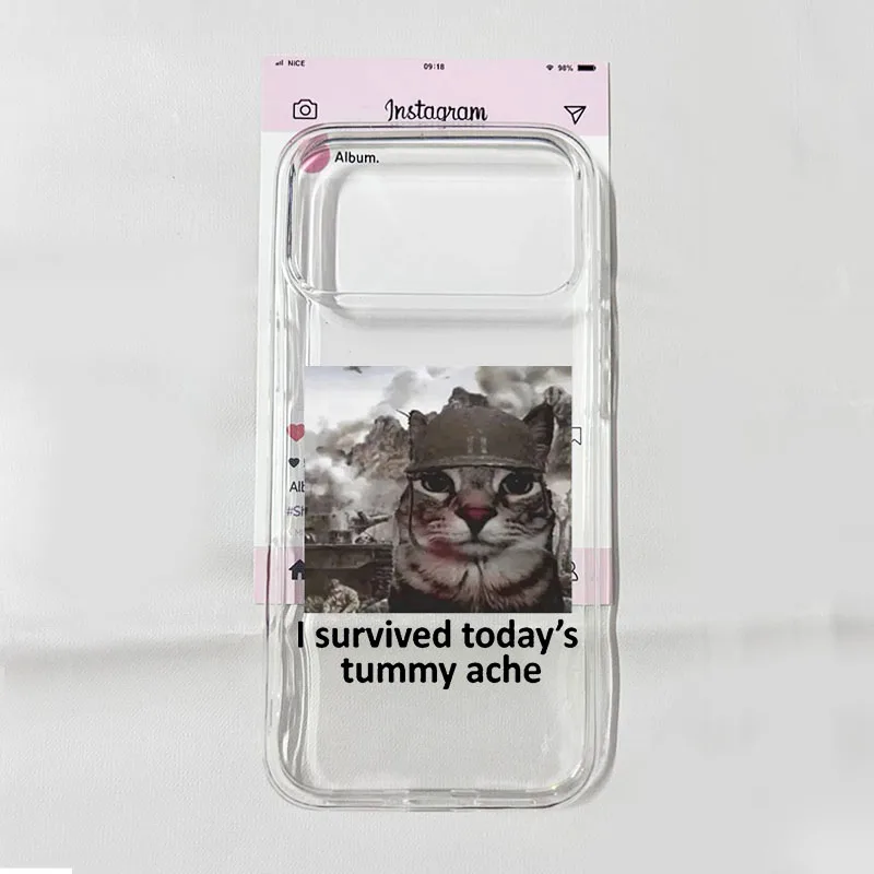 Humorous Cat Cartoon Clear Shockproof TPU Phone Case