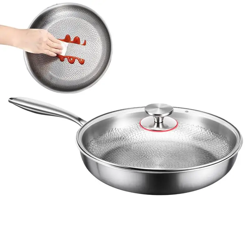 Frying Pan Egg Pan with Lid Nonstick Titanium Hammered Skillet Pot For Kitchen Camping Grilling Baking Commercial Cooking