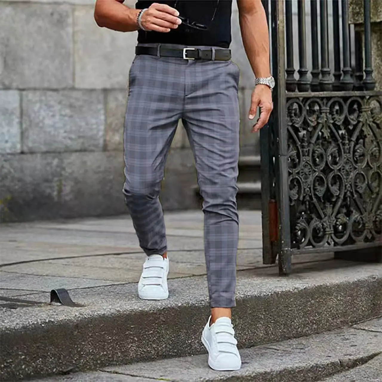 

2023 New Men's Business Casual Pants Retro Pattern Printed Straight Leg Pants Men's Spring and Autumn Fashion Street Wear